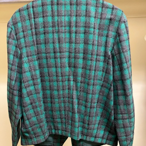 Plaid Green and Gray Women's Blazer - Picture 2 of 10